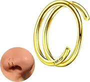 ALACLO 14k Gold Filled Tiny Nose Ring Hoop for Women and Men, 20G Septum Rings Piercing Jewelry 8mm