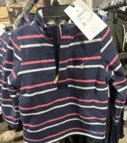NWT Joules Winter Dale Navy White Pink Striped Borg Fleece Quarter Zip 4 Years