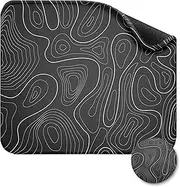 ZSYTZL Mouse Pad 20 x 24 cm Square Topographic Contour Map Mouse Pad Black Minimalist Mouse Mat Waterproof Not Easy to Slide Rubber Base Mouse Pads for Office Laptop