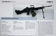 FN Minimi Machine Gun Picture Out of Print Spec Sheet Article Decor