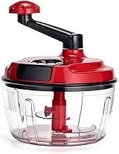 Multi-Functional Manual Food Processor, Hand-Powered Crank Chopper, Mincer Blender With Clear Container, For Vegetables Meat Fruits Nuts, Without Base