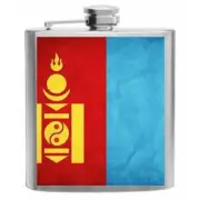 Mongolia Flag Stainless Steel Hip Flask 6oz