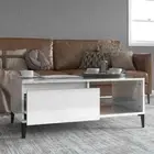 Wooden Coffee Table High Gloss White Side Sofa Lounge Rectangle 90cm Wood