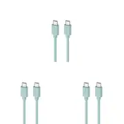 3PK Moki USB-C to USB-C SynCharge Cable 1M iPhone/Android Pastel Green