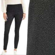 Ann Taylor Side Zip Ankle Pant Women L Black Velvet Leopard Print Bi-Stretch NEW