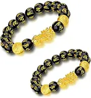 [LIYAPEI] Feng Shui Black Obsidian Wealth BraceletFeng Shui Bracelet for Men/Women with Sagin Pixiu Character for Protection Can Bring Luck and ProsperitySuitable for Any Occasion,Unisex