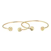 Solid .925 Sterling Silver Drum Ends West Indian Bangles Plated with 14K Gold