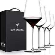 Red Wine Glasses Set of 4, Premium Crystal Wine Glasses Hand Blown,15 oz,Thin Rim,Long Stem,Perfect for Red or White,Daily Use,Unique Wedding Anniversary or Father's Day Gift