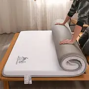 KKCD Solid Color Tatami Futon Mattress Japanese Floor Mattress Foldable Sleeping Pad Roll Up Bed for Kids Padded Shiki Futon Bed Mattress Topper for Dormitory Camping,White,150x200cm(59 * 79in)