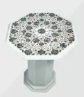 23" Marble Table Top Handmade Semi precious stones Work With marble Stand