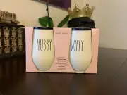 Rae Dunn Wine Glass Set, Hubby & Wife Wine Glass, Newlyweds Gift, Wine Set