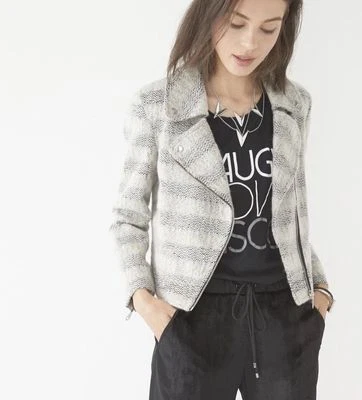 $448 Rebecca Minkoff Wes Moto Jacket In Grey NWT SZ L