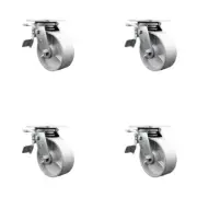 5 Inch Semi Steel Caster Set with Ball Bearings and Total Lock Brakes SCC