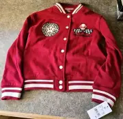 New Nintendo Super Mario Kart Racing Jacket Youth Xl Rumba Red Snap Button