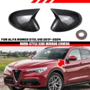 2x Carbon Fiber Style Rear Side Mirror Covers For Alfa Romeo Stelvio 2017-2024 (for: Alfa Romeo)