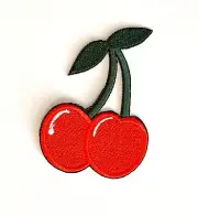 Embroidered Patch - Red Cherries - NEW - Iron-on/Sew-on