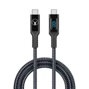 Bonelk 1.5m/100w USB-C to Type-C Long Life Digital Cable w/ LED Screen Black