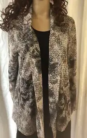 Easy Wear Jacket by Chicos. NWT Size 2. Pink and Gray pattern.