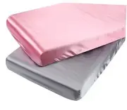 Satin Pack n Play Sheet Set 2 Pack Ultra Soft Silk Fitted Mini Crib Grey & Pink