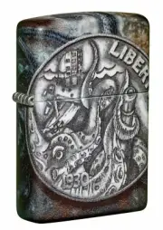Zippo 49434 Pirate Coin 540 Color Pocket Lighter + FLINT PACK