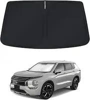 Windshield Sun Shade for Mitsubishi Outlander 2022 2023 2024 Window Shade Sun Visor Cover Foldable Blocks UV Rays Keep Your Car Cooler, Black,Silver
