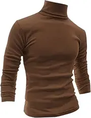 [uxcell] Men Slim Fit Lightweight Turtleneck Long Sleeve Pullover Top Turtleneck T-Shirt