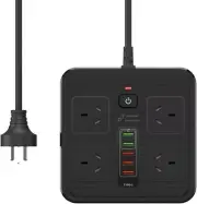 CREATMOR Surge Protector Power Board 2M 4 AC Outlets 5 USB Ports Black