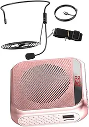Totority Teacher Must-have: Compact Portable Speaker Led Display Rechargeable Voice Amplifier for Speech Tour Guide Rose Gold