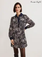 Phase Eight Black Kristel Cuff Dotty Swing Dress (AY5797) | $254