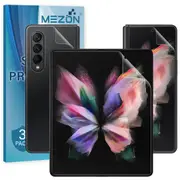 [3x in 1] Samsung Galaxy Z Fold4 Premium Clear Edge-to-Edge Full Coverage Hydrogel Screen Protector Film by MEZON (Galaxy Z Fold4, Hydrogel)