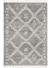 Saffia Silver Ethnic Prints Plush Boho Rug
