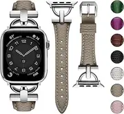 [wutwuk] Leather Band Compatible with Apple Watch 49mm 46mm 45mm 44mm 42mm(Series 3 2 1), Women Leather Replacement Strap with D-Shape Metal Buckle for iWatch Series 10 SE 9 8 7 6 5 4 3 2 1 Ultra