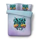 Blue Big Leopard 3D Printing Duvet Quilt Doona Covers Pillow Case Bedding Sets