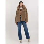 Replay Womens Casual Short Jacket In Shearling Brown