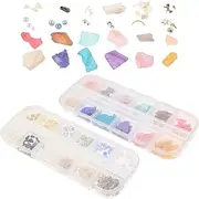 VINTORKY 2Sets Nail Jewelry Kit with Natural Abalone Shell Pieces DIY Nail Art Decoration Accessories Includes Storage Box for Easy Organization for Manicures and Creative