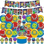 Geometry Aesthetic Dash Birthday Party Supplies,Geometry Aesthetic Dash Balloons Decorations for Cartoon Dash Game Party Happy Birthday Balloons, Cupcake Toppers, Cake Toppers