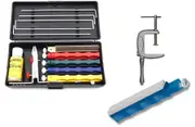 Lansky Professional Sharpening System + C-Clamp Mount + Lansky Super Sapphire Hone Bundle