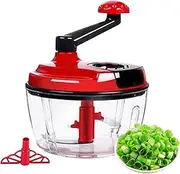 Hand Food Processor, Manual Food Chopper Multi-Functional Vegetable Cutter, Folding Handle Hand Powered Chopper with, for Vegetables Meat Fruits