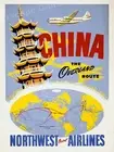 1935 China the Overland Route NW Orient Airines China Travel Poster - 18x24