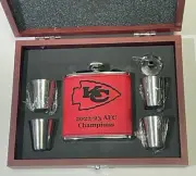 Kansas City Chiefs 2022-23 AFC Champions 6 oz red flask w opt presentation box
