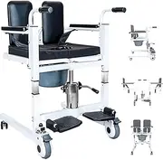 Rolling Walkers Hydraulic Patient Lift Wheelchair with 180° Split Seat and Bedpan Paralyzed Lifting Machine Bedside Commode Shower Chair Self-Propelled Wheelchair
