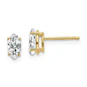 14k Yellow Gold 7x3.5mm Marquise Cubic Zirconia Earrings