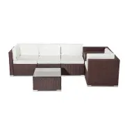 6PCS Outdoor Furniture Modular Lounge Sofa Coogee - Brown