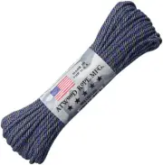 Paracord 100 ft Atwood Rope MADE IN USA Parachute Cord Thin Blue Line RG1236H &