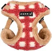 [Puppia] Stefan Comfort Dog Harness Step-in Warm Winter Tumbling Waffle Pattern Adjustable Neck and Chest for Small and Medium Dog, Coral, Small