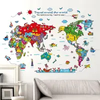 在飛比找蝦皮購物優惠-⚡！七彩世界地圖動物MAP裝飾壁貼 卧室客廳可移可移除牆貼 