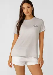 [Lorna Jane] Lotus T-Shirt in Grey, Size - Medium M Light Grey Marl