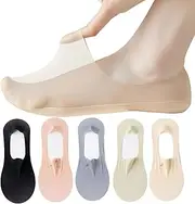 [ZKJ] Invisible Non Slip Ice Silk Socks for Women, Thin No Show Socks Ultra Low Cut Liner Socks Breathable Hidden
