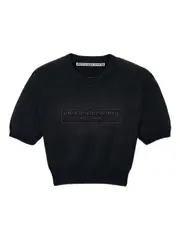 [Alexander Wang] Alexander Wang-Pullover Crop In Ciniglia Di Misto Cotone Con Logo-Donna L