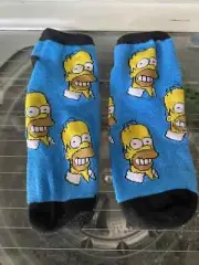 1 Pair Crew Socks Homer Simpson Blue New Bart Simpson